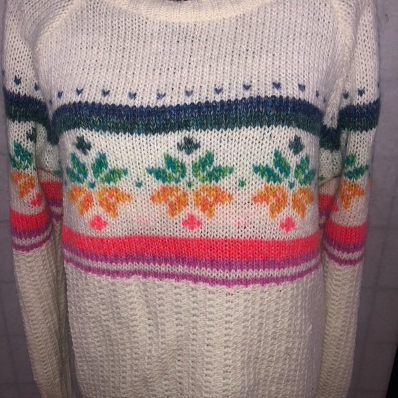 AMERICAN EAGLE Jegging Sweater Snowflake Rainbow Large Christmas Winter - Picture 3 of 7